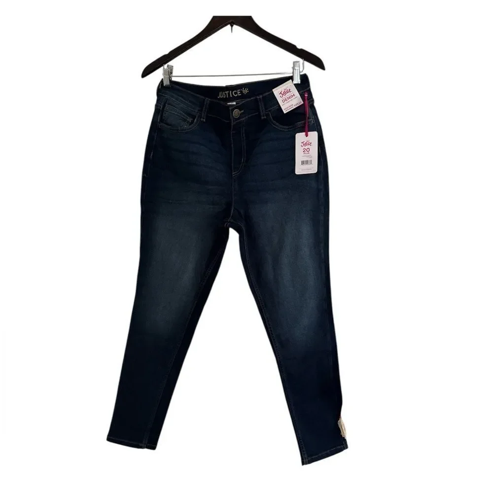 Justice Dark and Light Blue Denim Leggings NWT